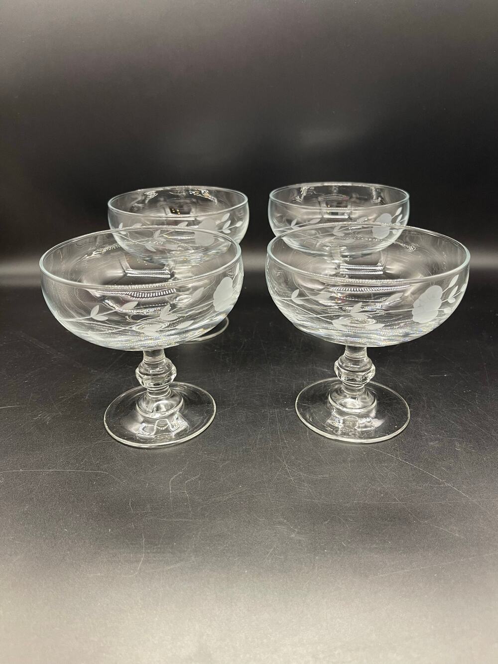 Vintage Princess House Heritage Crystal Footed Pedestal Set of 4 Dessert Bowls